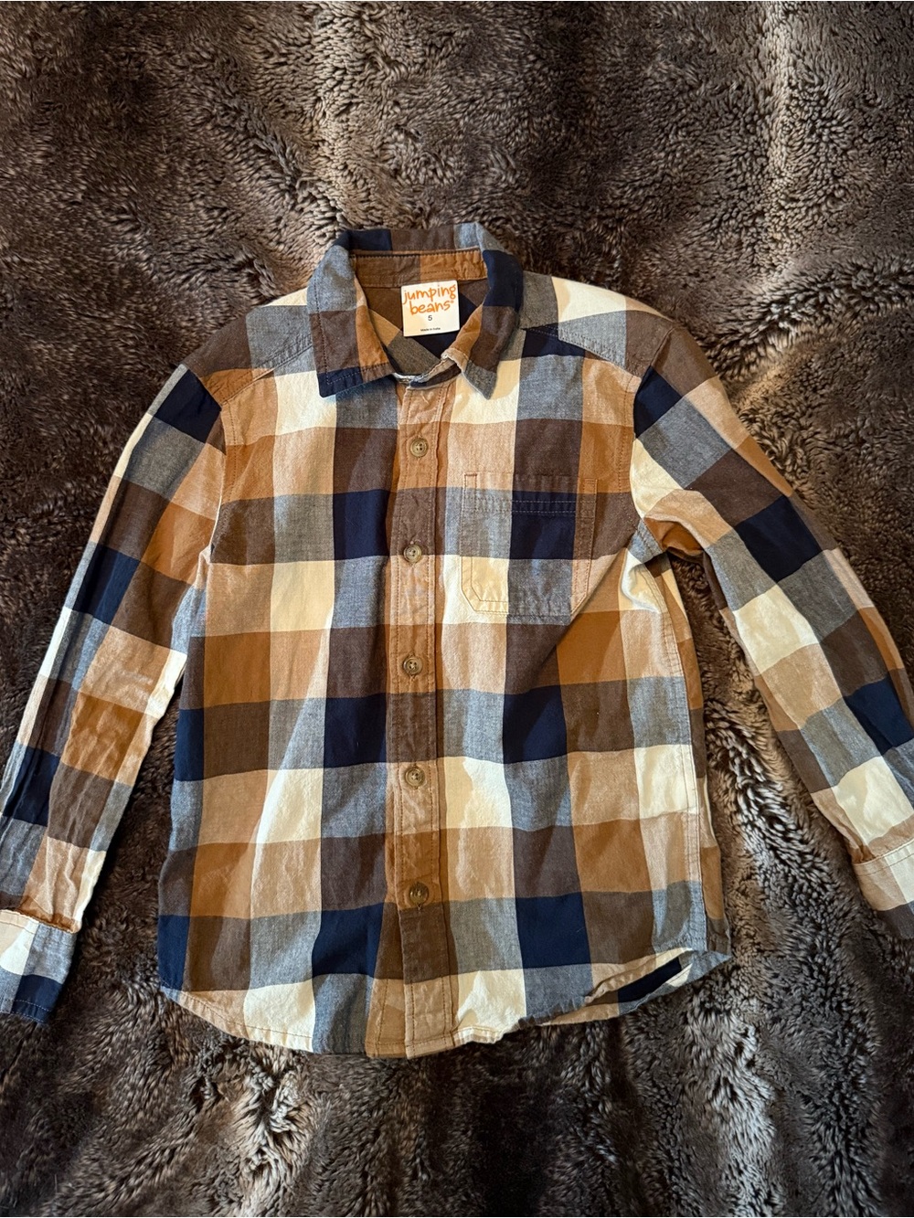 Jumping Beans Boys' Plaid Button-Up Shirt